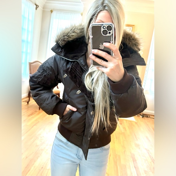 Ralph Lauren Polo Jeans Brown Puffer Coat, Size Small - Picture 3 of 10